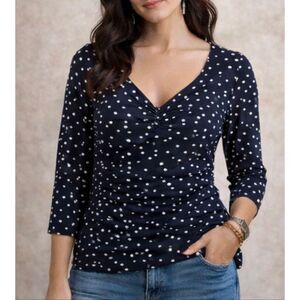I.N.C. International concepts polka dot ruched neck blouse s